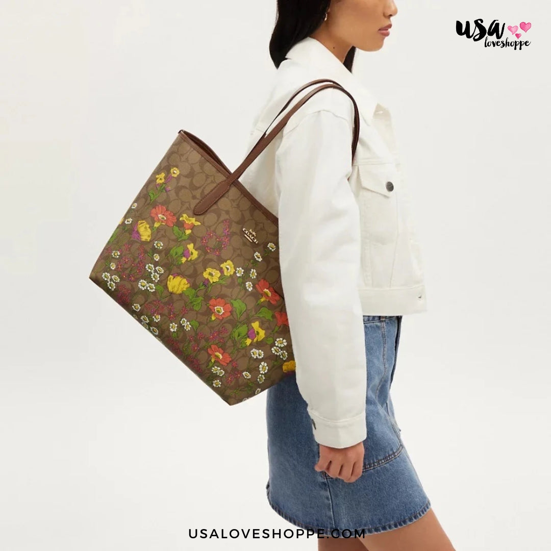 Discover the Exclusive Charm of Coach City Tote Bag in Signature Canvas with Floral Print