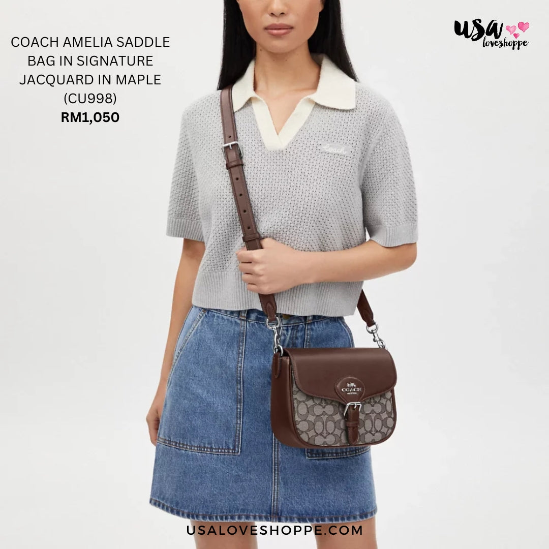Discover Timeless Elegance with the Coach Amelia Saddle Bag in Signature Jacquard - Maple