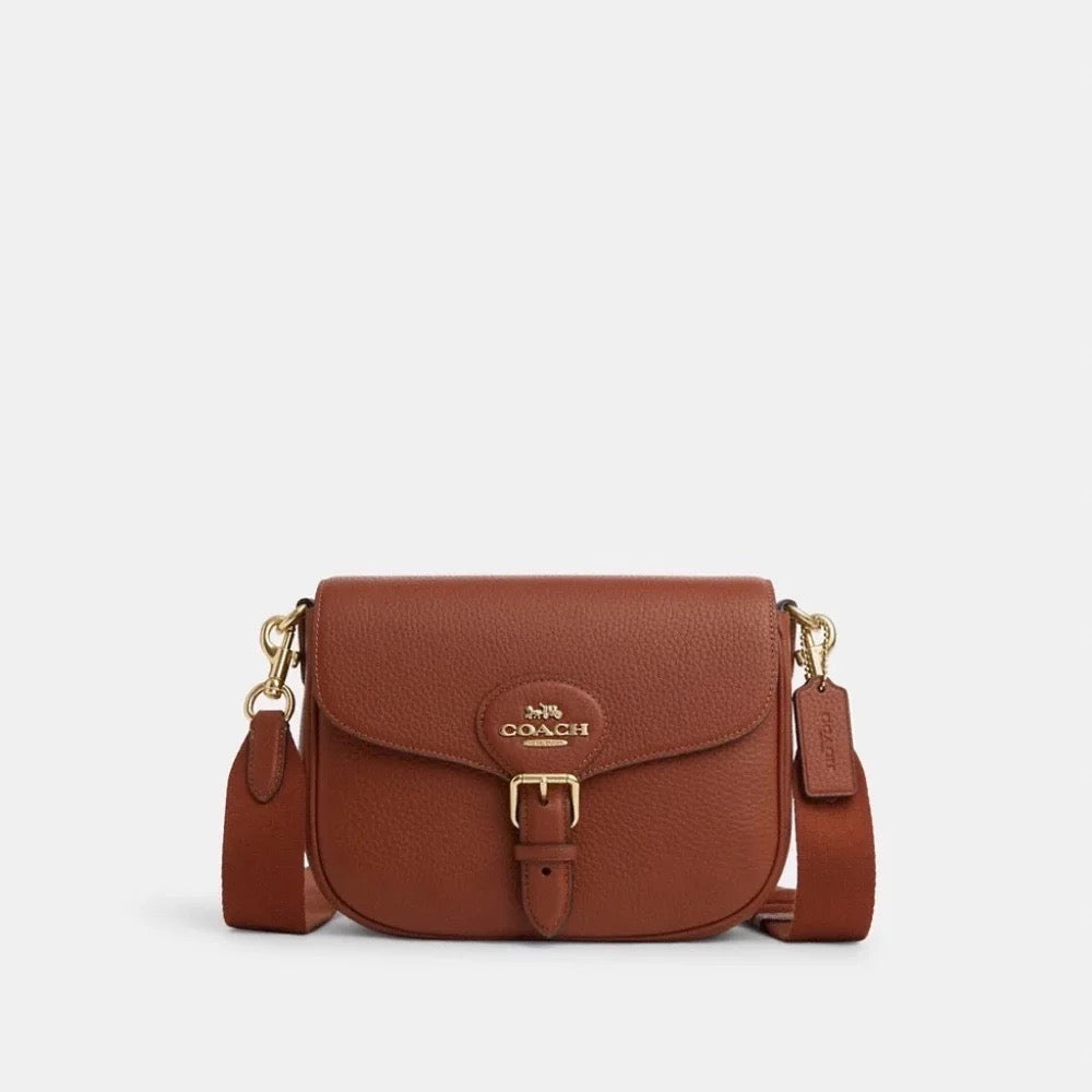 Embrace Understated Elegance with the COACH Amelia Saddle Bag in Redwood