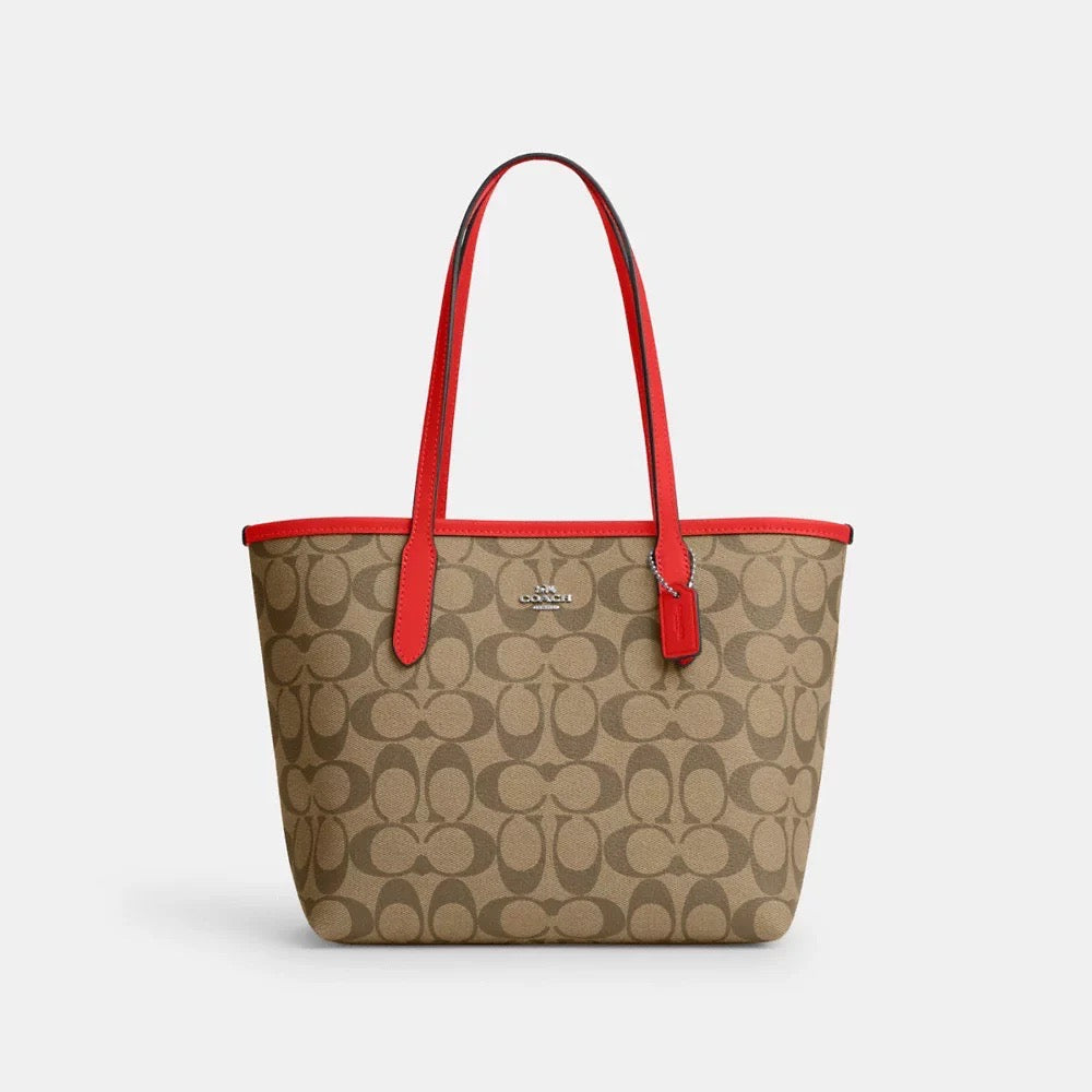 Unveiling the Chic COACH Mini City Tote in Signature Canvas in Khaki