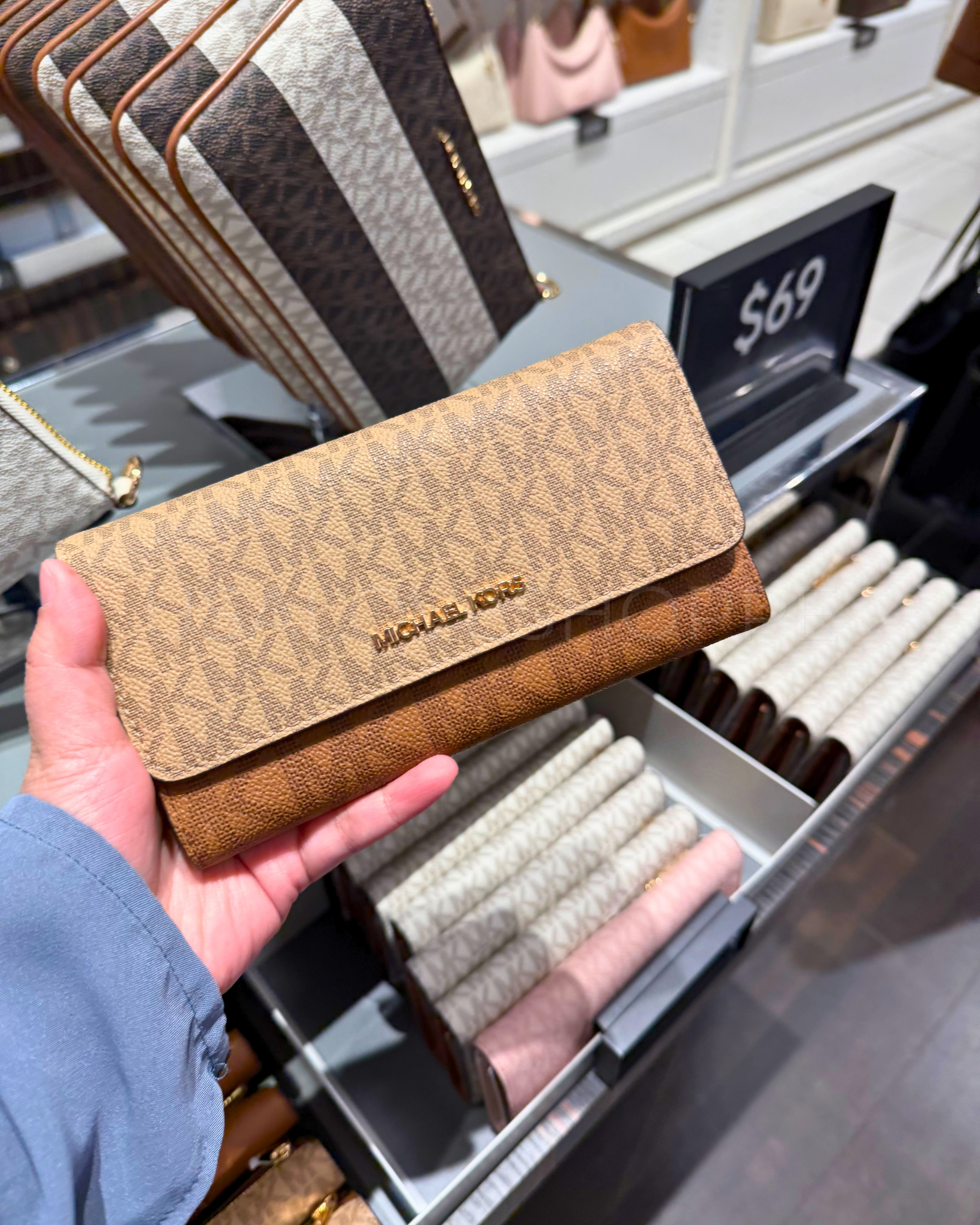 Michael Kors Jet Set Large Signature Logo Tri-Fold Wallet in Camel Multi: Everyday Luxury Made Practical