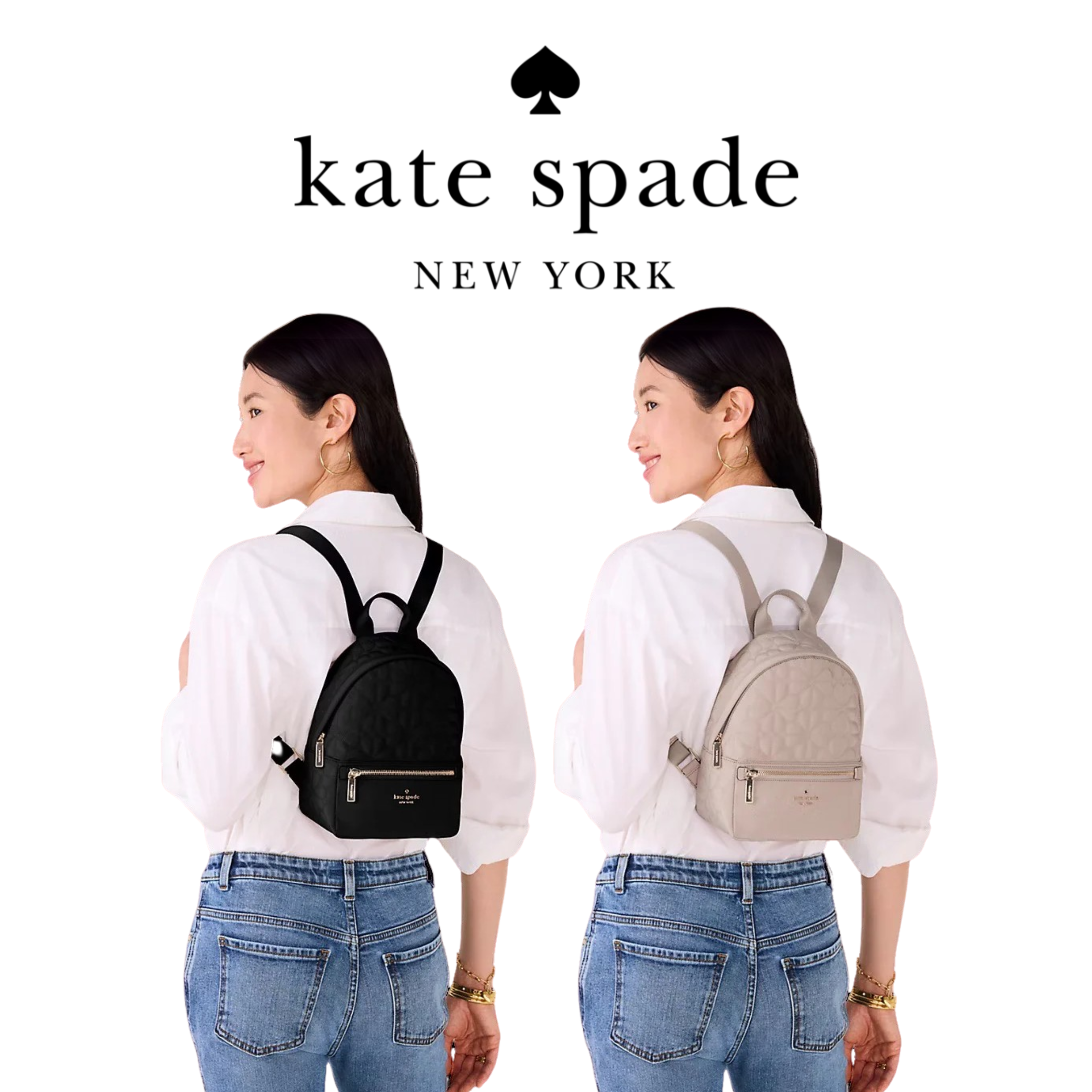 🎒 Meet Your New Everyday Essential: Kate Spade Spade Flower Quilted Fabric Small Backpack (KK158)