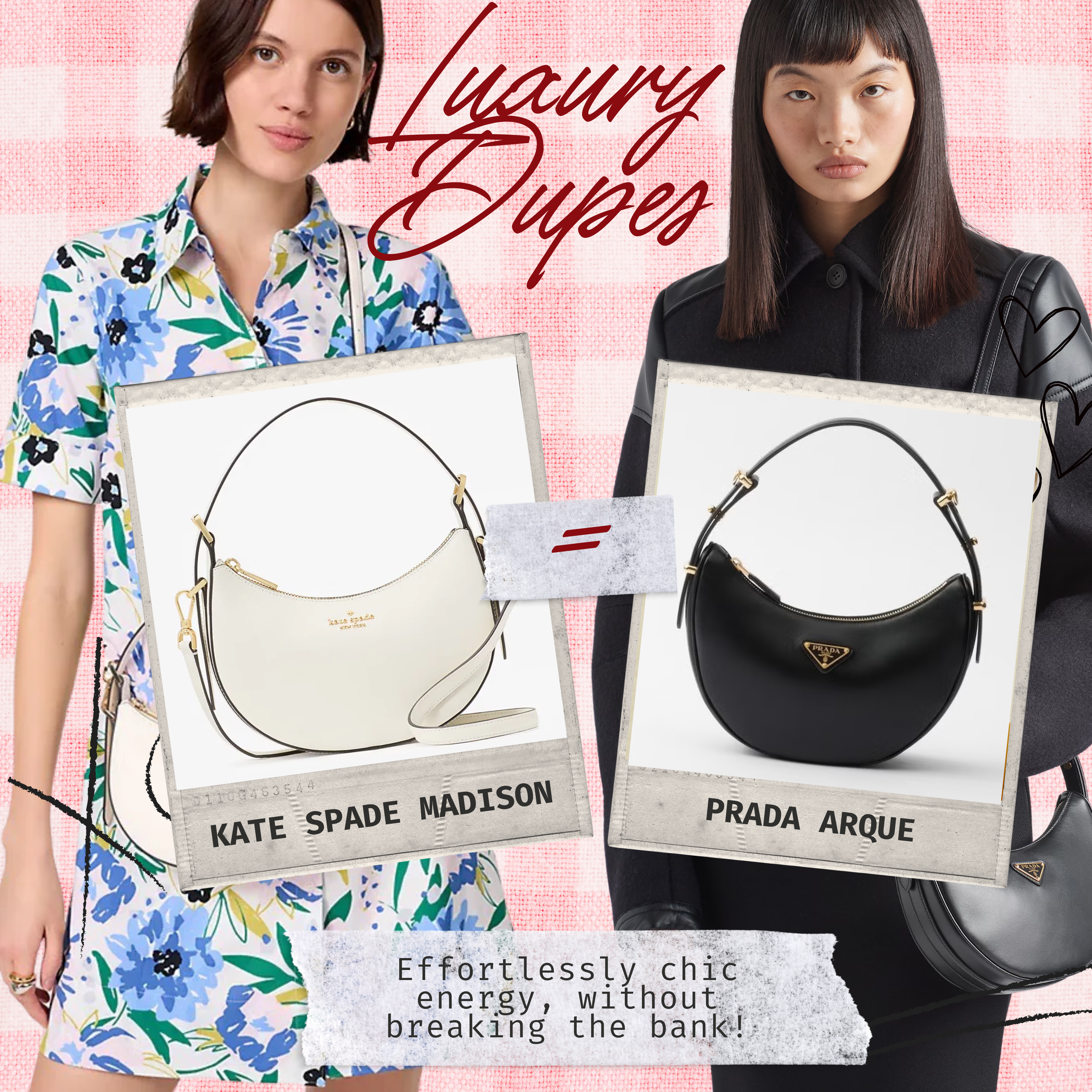 🌸 The Ultimate Dupe: Kate Spade Madison Crescent Bag vs. Prada Arqué – Same Vibe, Smarter Price!