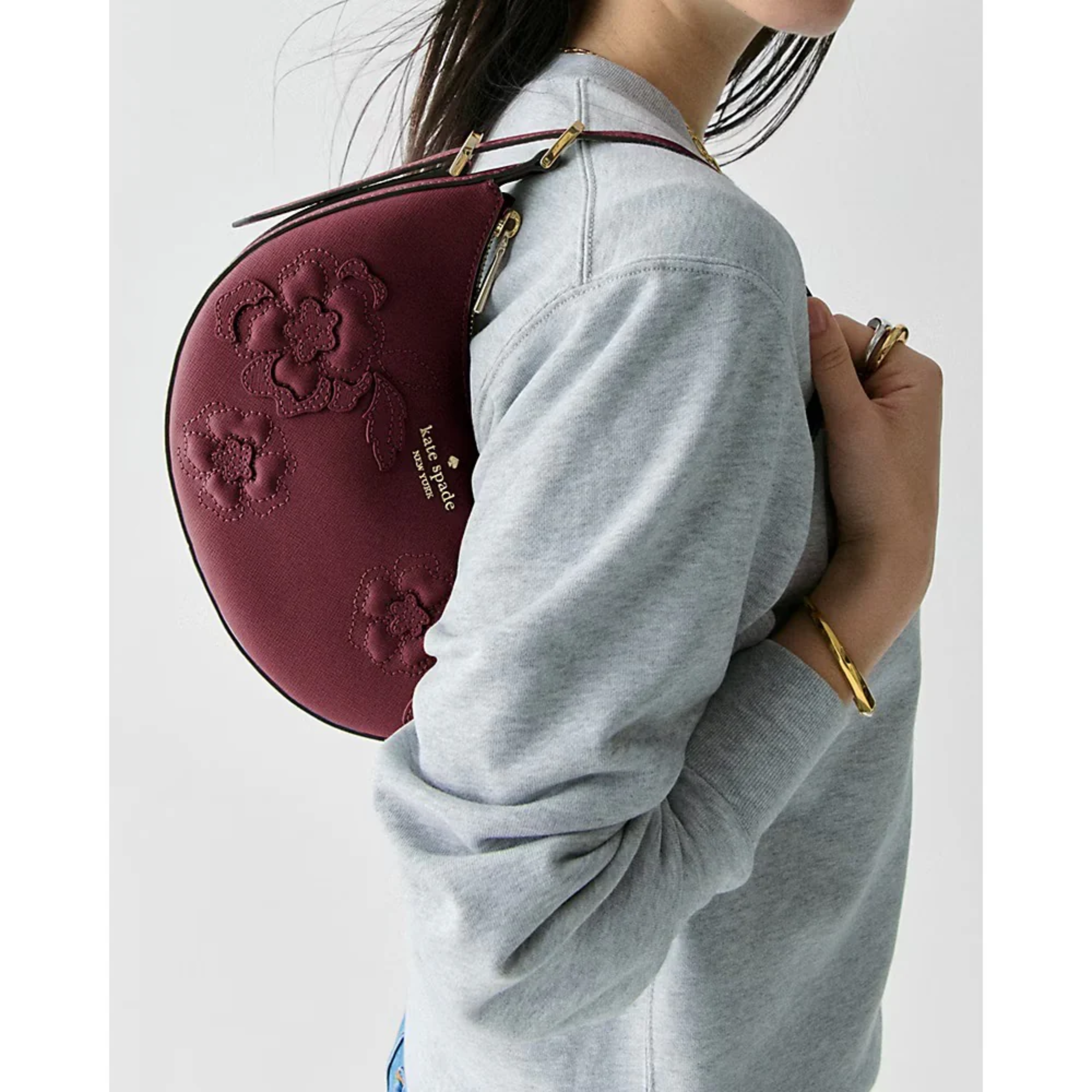 🌸 Kate Spade Nova Floral Appliqué Crescent Shoulder Bag: A Statement of Quiet Luxury