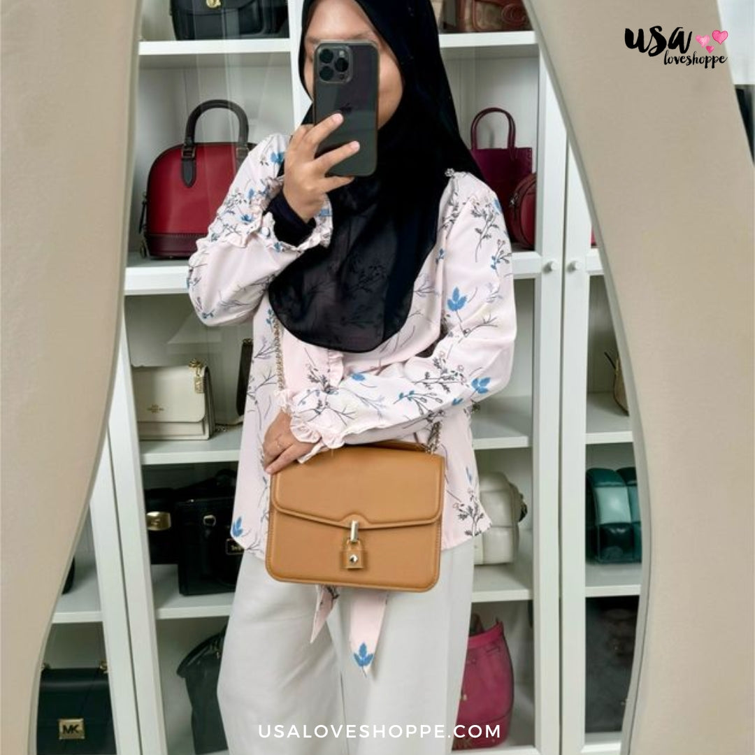 Discover the Charm: Kate Spade Locket Large Flap Shoulder Bag in Bungalow Brown