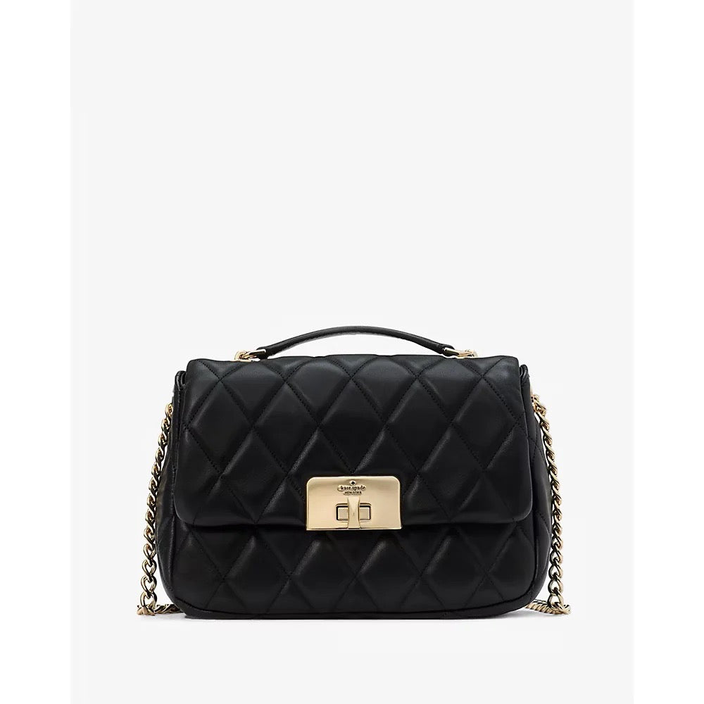 Discover the Epitome of Chic Sophistication with the Kate Spade Carey Quilted Small Flap Crossbody in Black