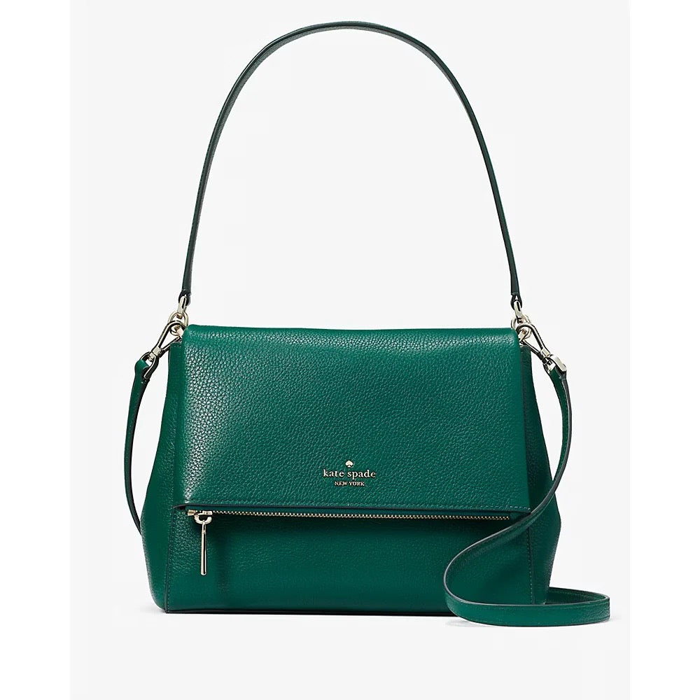 Elevate Your Elegance: Kate Spade Leila Medium Flap Shoulder Bag in Deep Jade