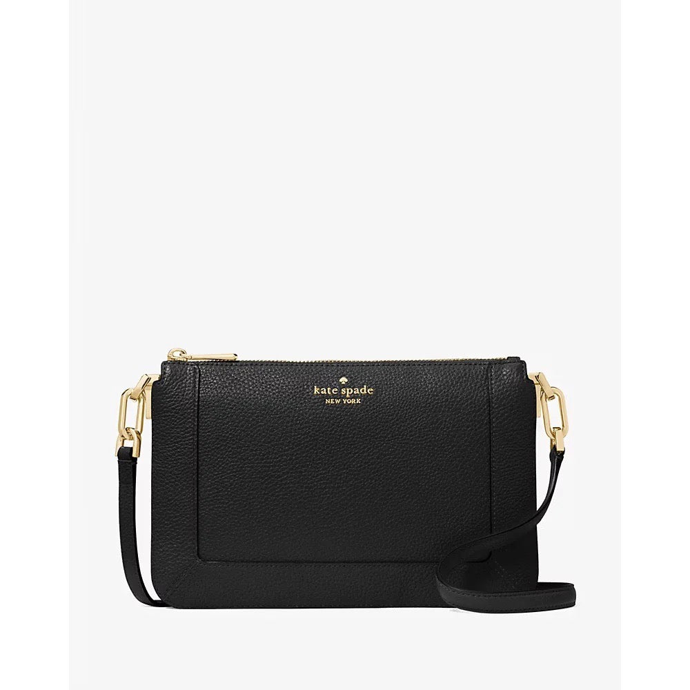 Introducing the Kate Spade Lena Double Compartment Crossbody in Black (KH430) – Where Elegance Meets Affordability
