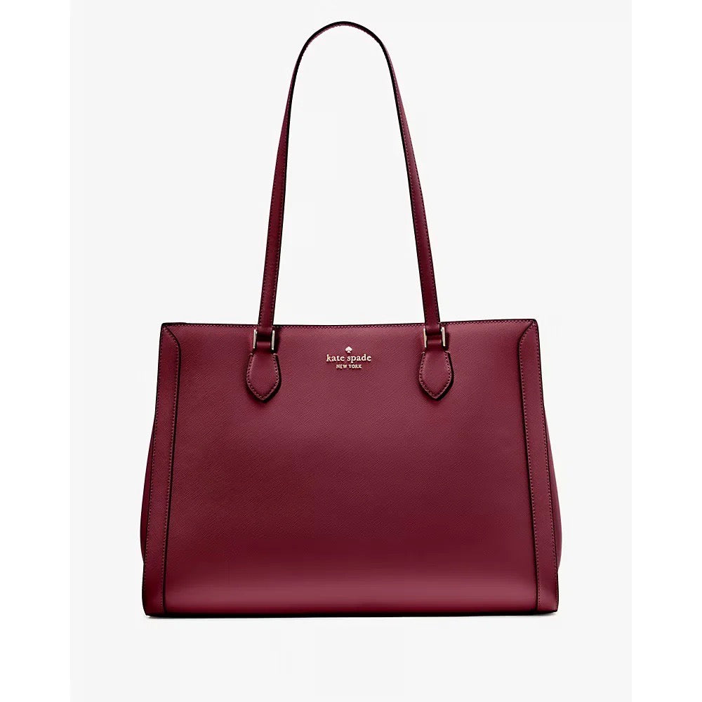 Discover Elegance with the Kate Spade Madison Saffiano Leather Laptop Tote in Blackberry