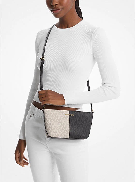 Unveil the Elegance: Michael Kors Jet Set Small Two-Tone Logo Crossbody Bag