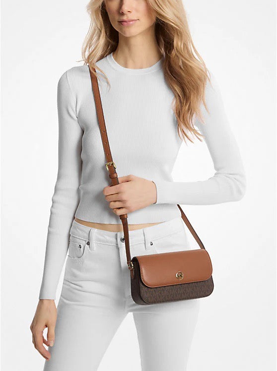 Unveil the Chic: Michael Kors Jet Set Travel Small Flap Crossbody in Signature Brown