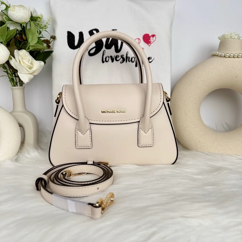 Elevate Your Style with the Michael Kors Katya Small Satchel Crossbody in Light Cream!