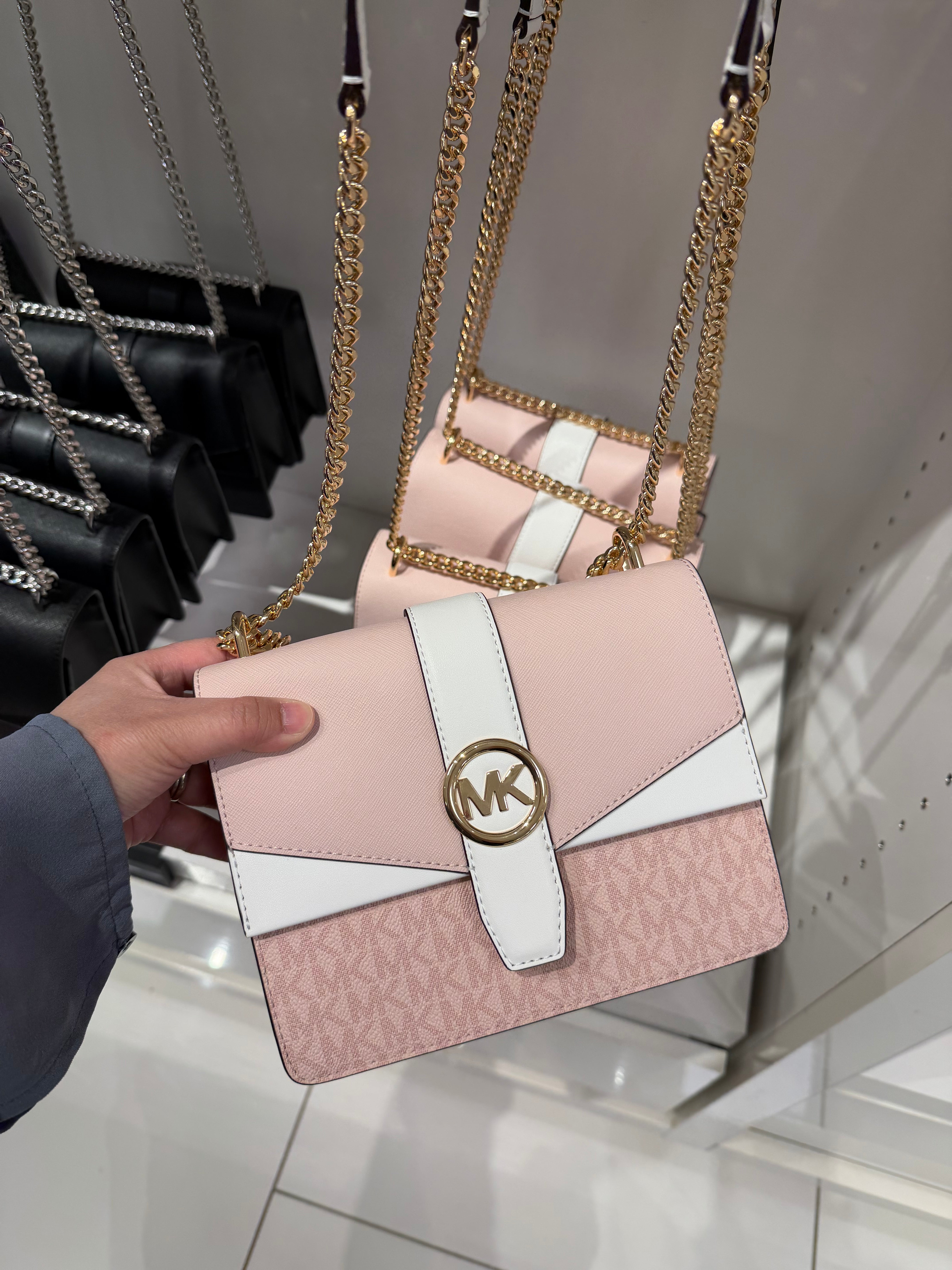Michael Kors Greenwich Small Color-Block Signature Logo Crossbody Bag in Powder Blush Multi: The Perfect Everyday Luxury Bag