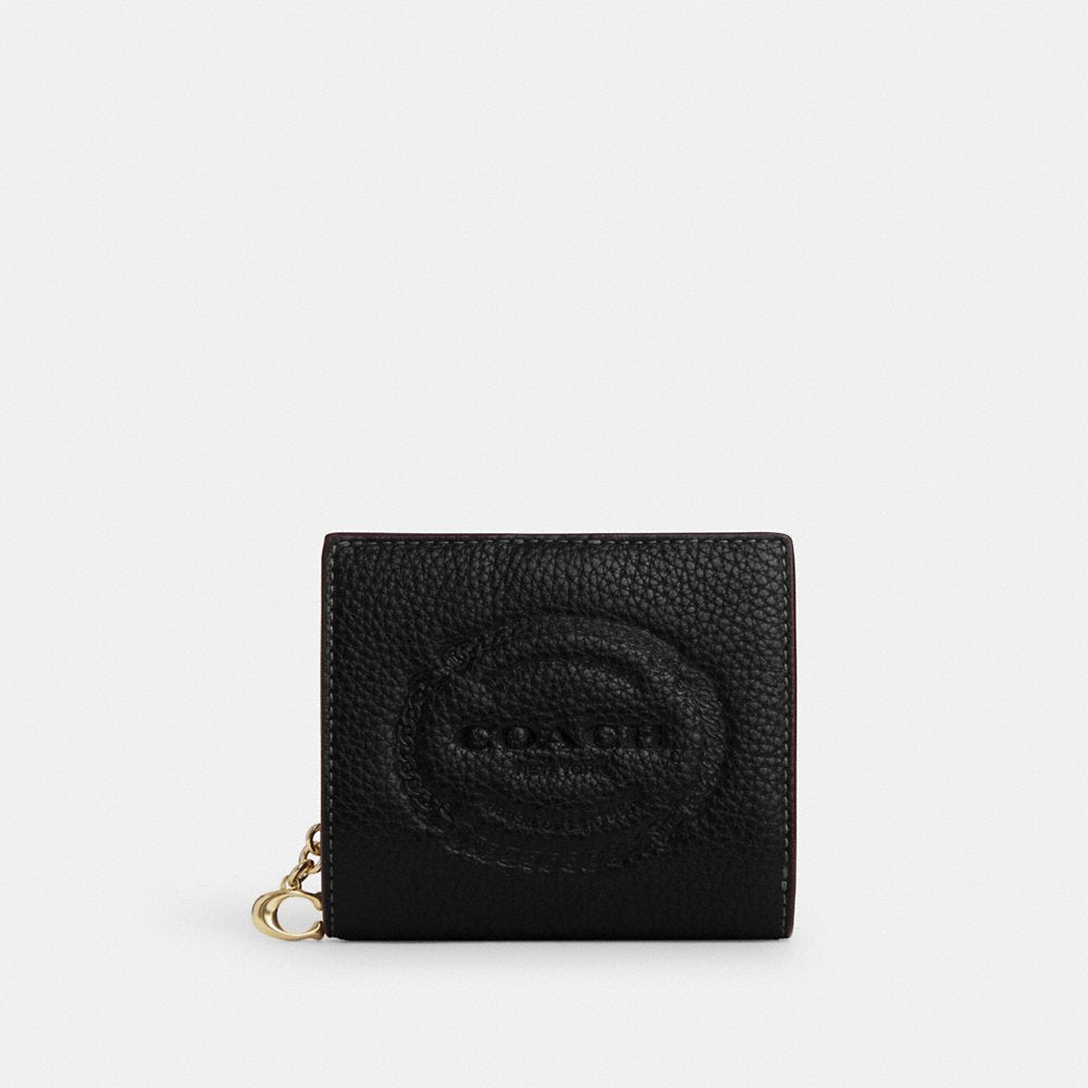 Coach Snap Wallet With Coach Heritage in Black (CM216)