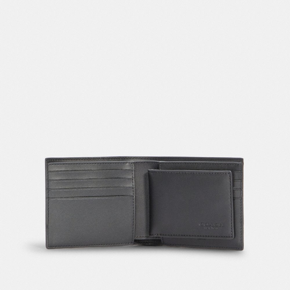 C0ACH Boxed 3 In 1 Wallet Gift Set With Horse And Carriage in Black/Gunmetal (C7018)