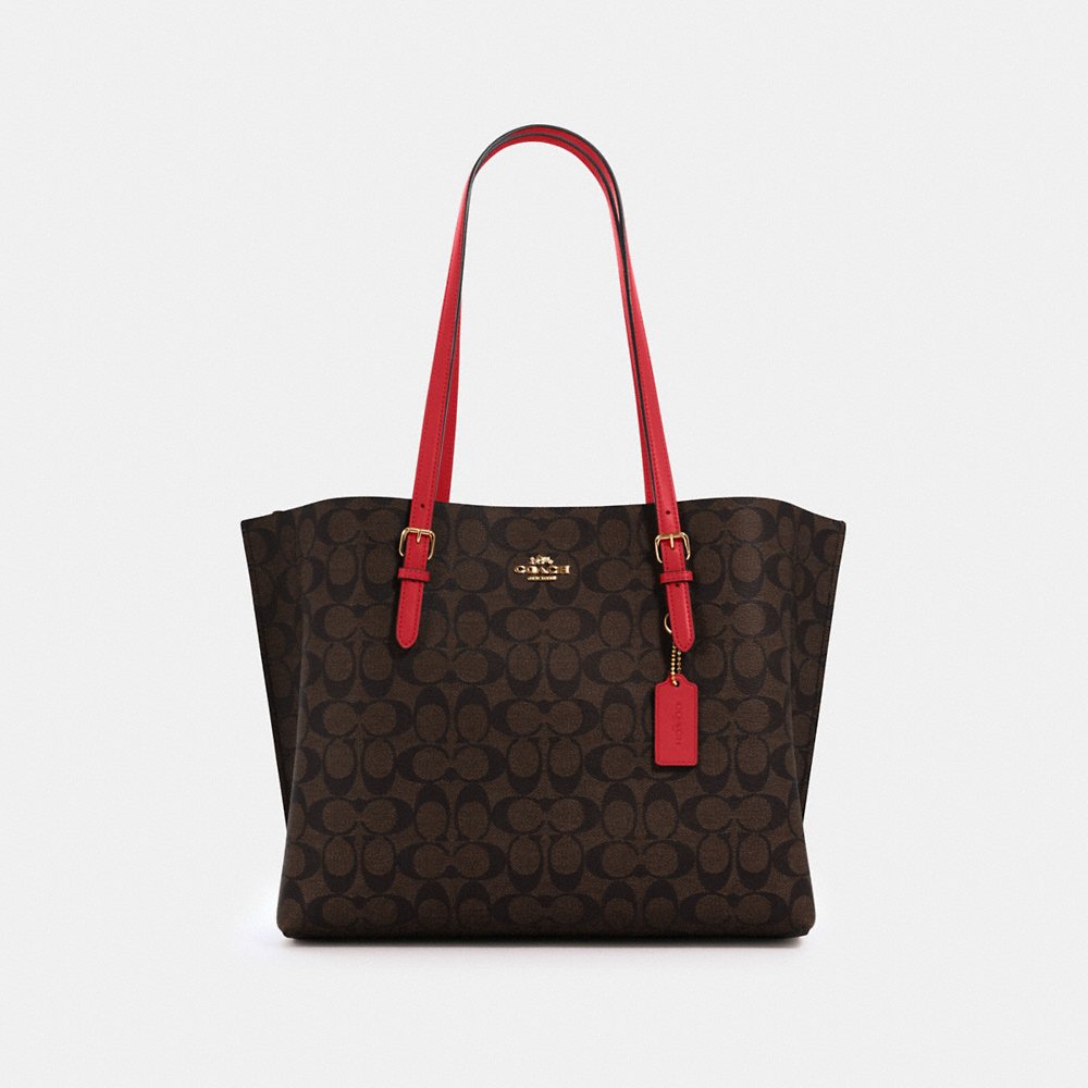 C0ACH Signature Mollie Tote in Brown 1941 Red (1665)