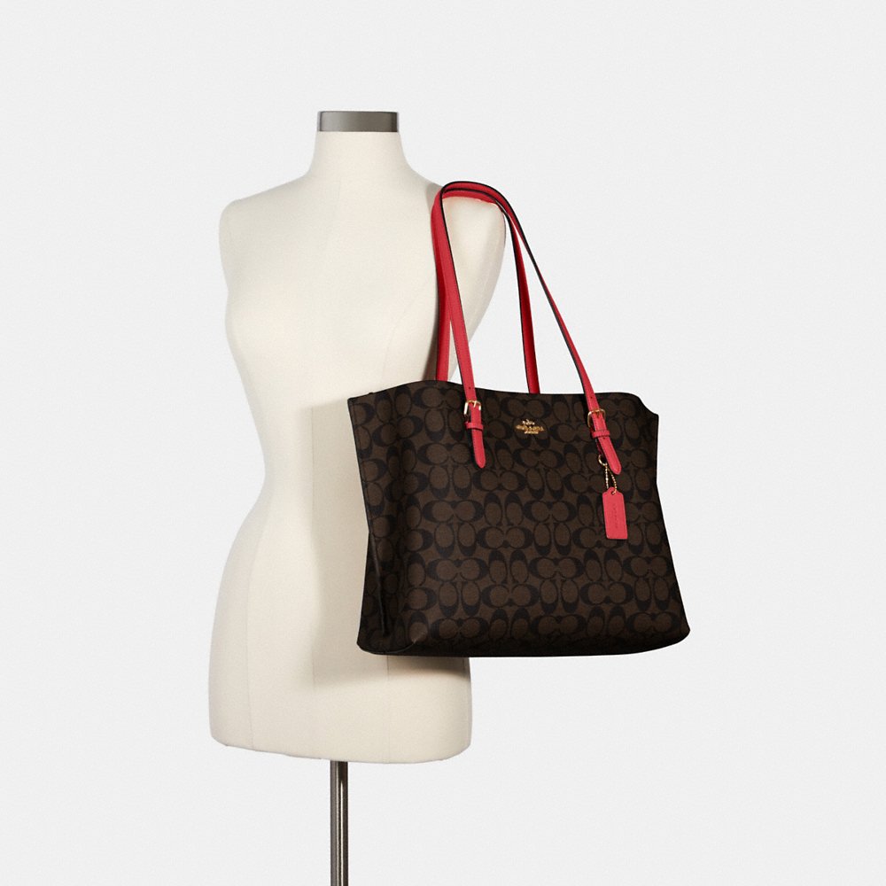 C0ACH Signature Mollie Tote in Brown 1941 Red (1665)