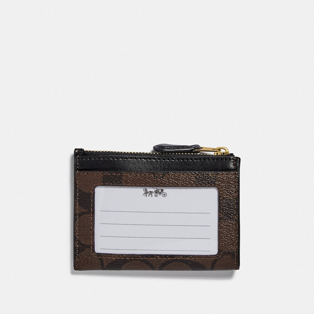 C0ACH Signature PVC Mini Skinny ID Case in Brown/Black (88208)
