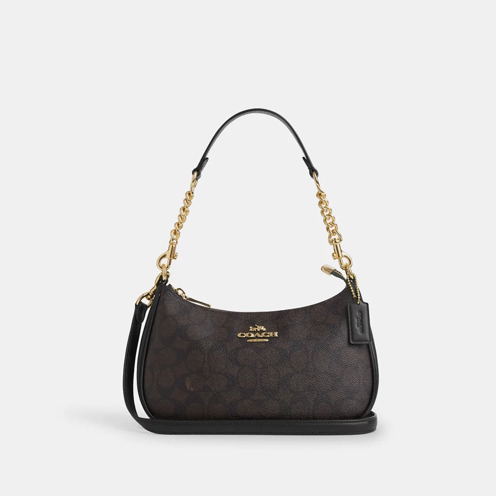 Coach signature canvas shoulder bag sale
