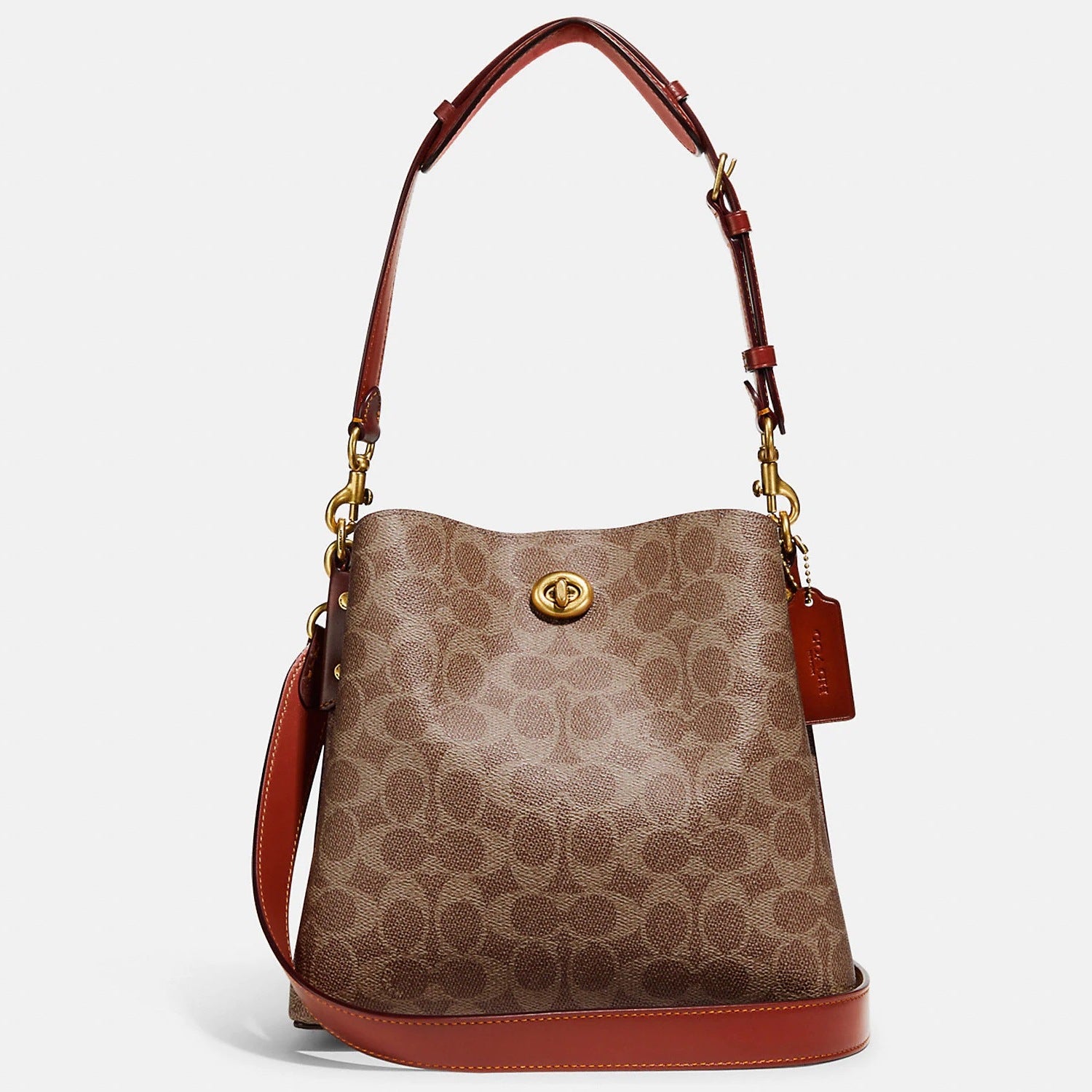 Coach Willow Bucket Bag In Signature Canvas in Tan Rust (C3890)