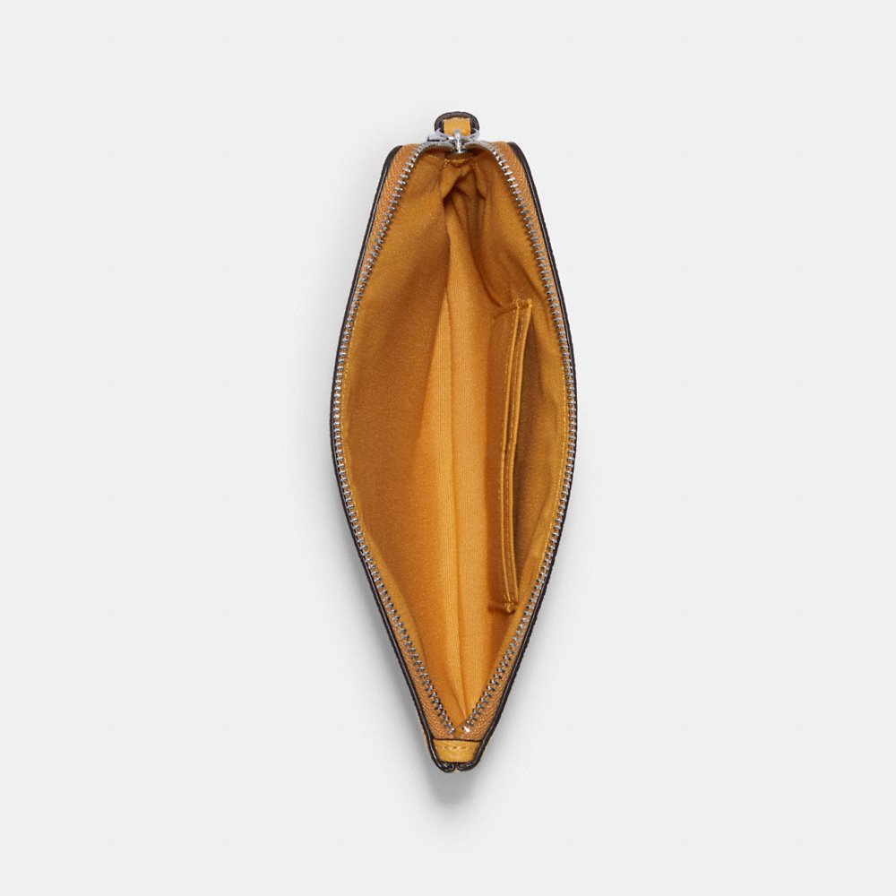 C0ACH Crossgrain Leather Large Corner Zip Wristlet in Honeycomb (3888)