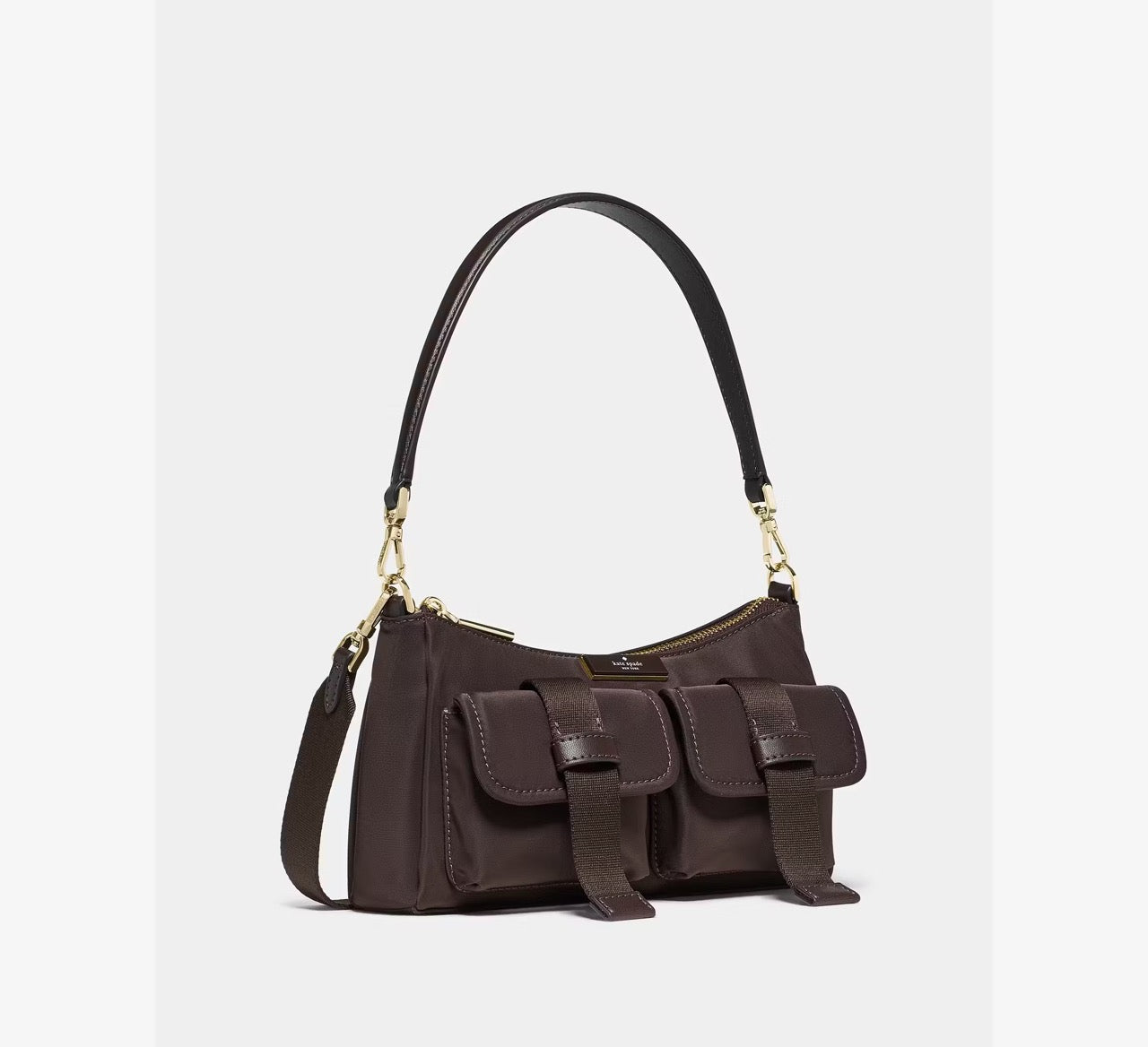 [READY STOCK MY[ Kate Spade Carter Nylon Cargo Crossbody Bag in Hot Fudge (KN673)