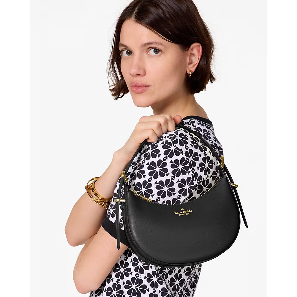 AUCTION Kate Spade Madison Saffiano Leather Crescent Shoulder Bag in Black (KK949)