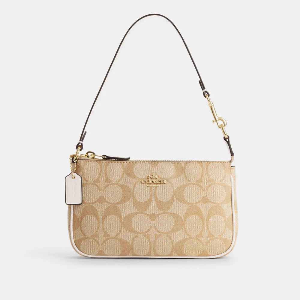 Coach signature top handle on sale pouch