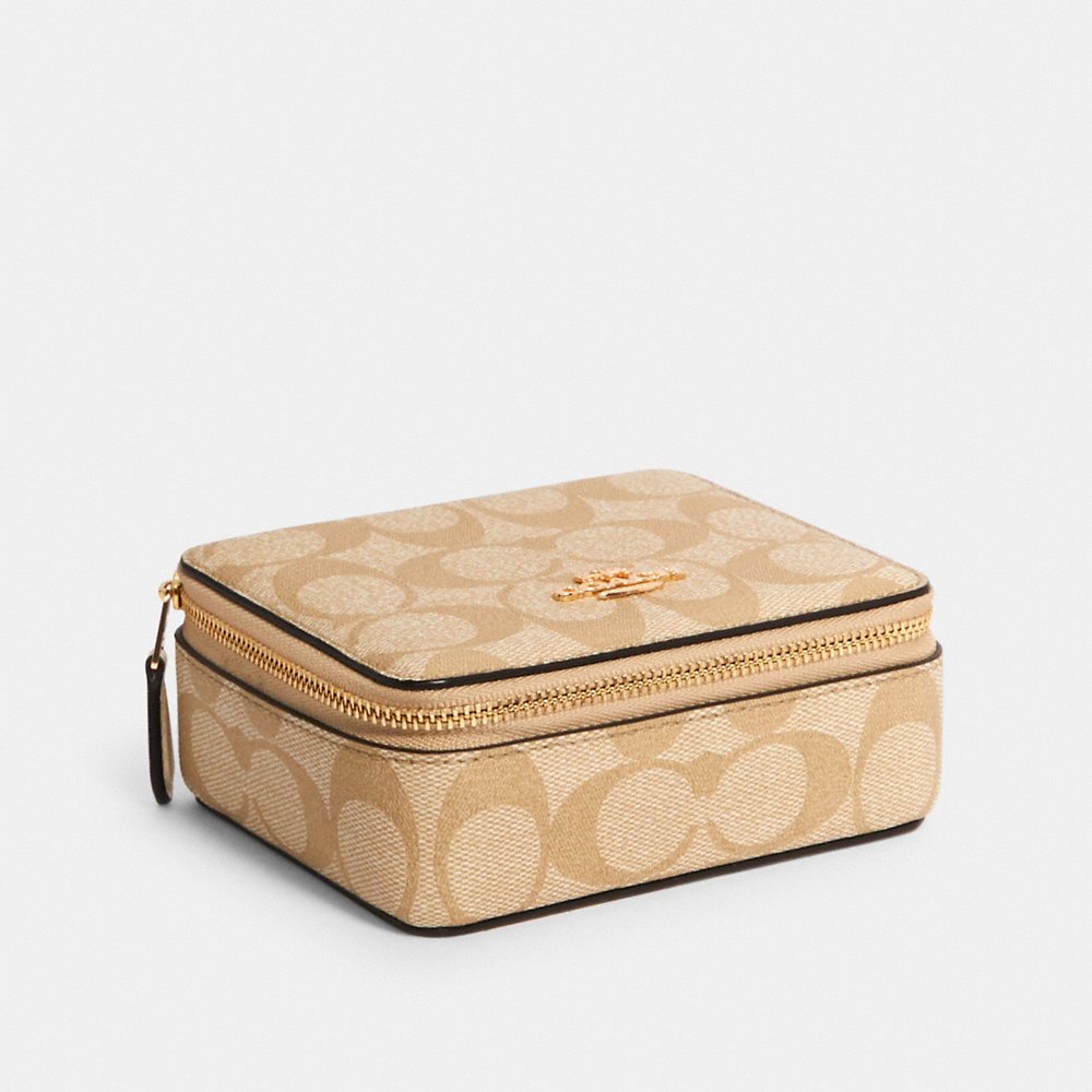 [INCOMING ETA END MAY 2024] C0ACH Large Jewelry Box In Signature Canvas in Light Khaki Chalk (C3311)
