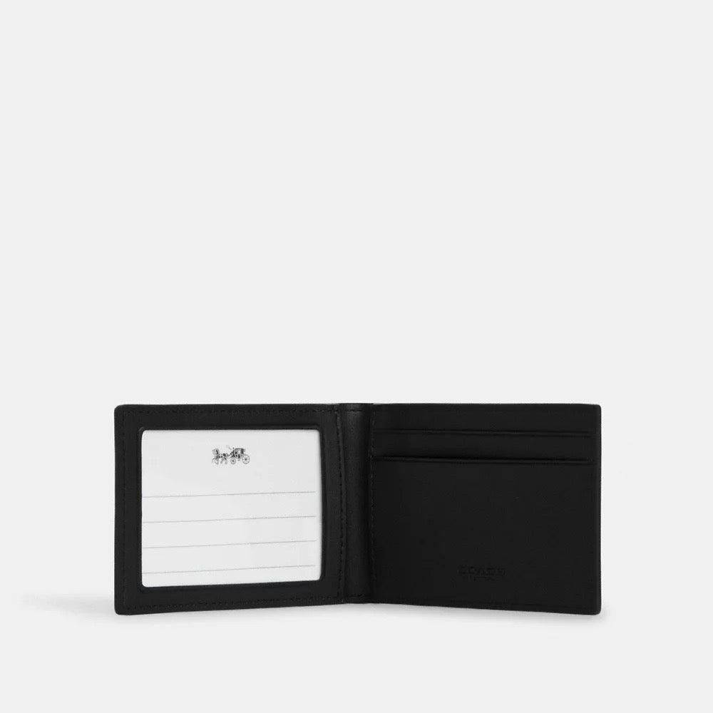 C0ACH Compact Billfold Wallet In Signature Canvas in Mahogany/Black (CM166)