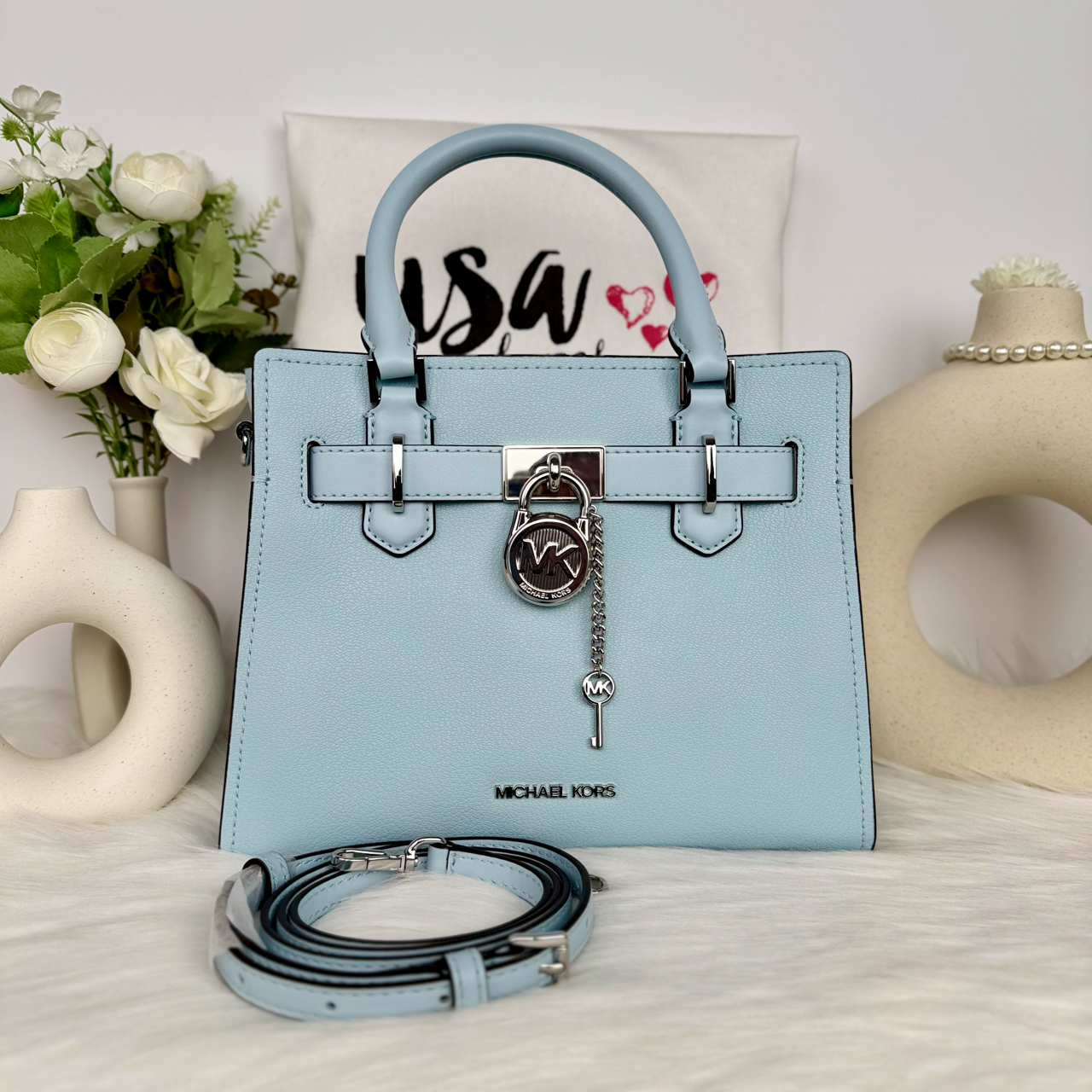 Michael Kors Hamilton Small Satchel in Vista Blue (35T1GHMS1L)