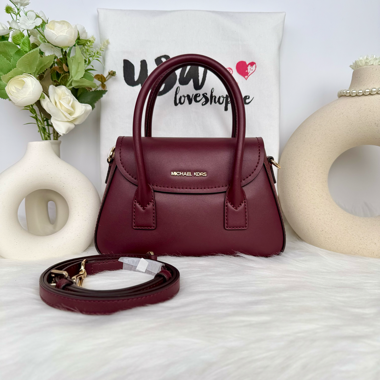 Michael Kors Bag Malaysia Michael Kors Katya Small Satchel Crossbody in Oxblood 35F4G30C5L
