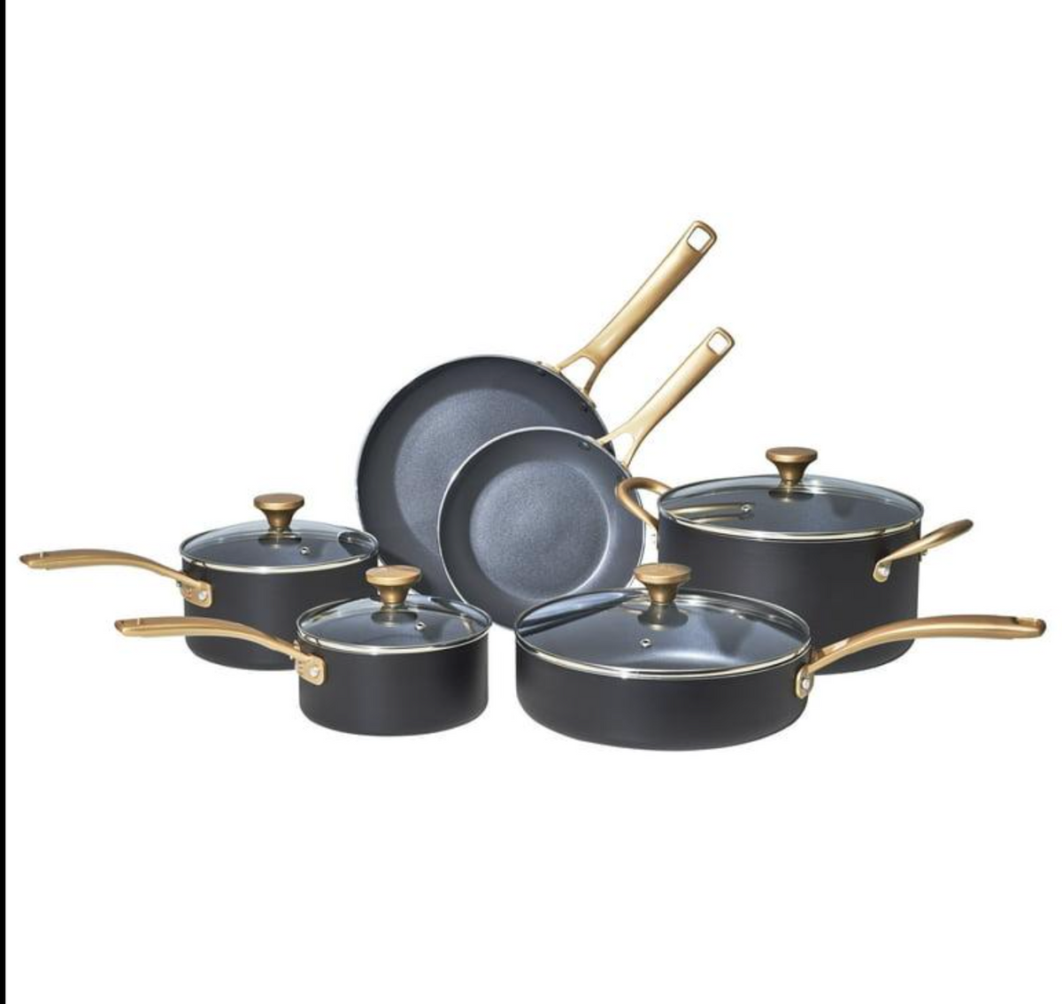 Beautiful by Drew Barrymore 10-Piece Non-Stick Cookware Set – Black Sesame