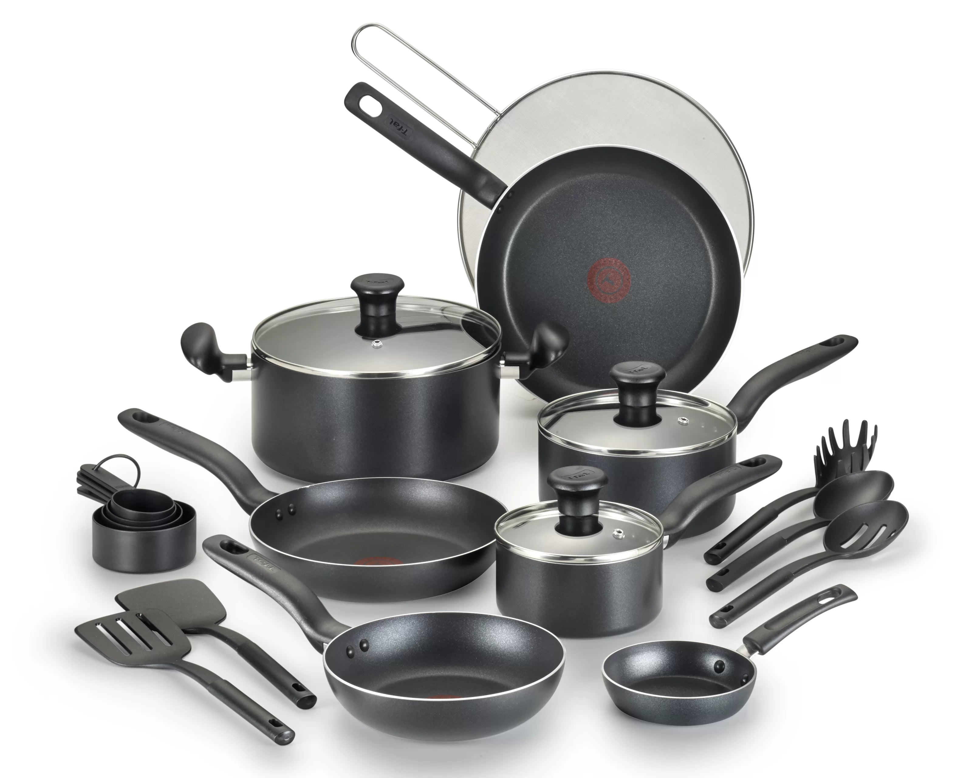 T-Fal 20 Piece Set, Reserve Easy Care Nonstick Cookware in Black