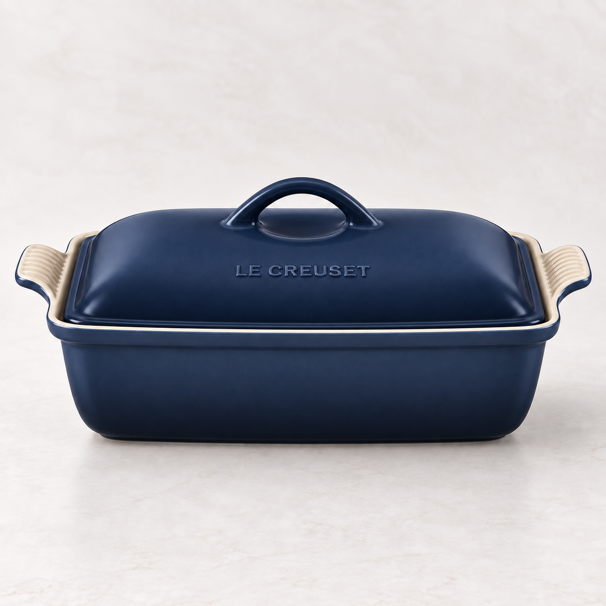 Le Creuset Heritage Stoneware Deep Baker with Lid, 4.5 qt. – Matte Navy