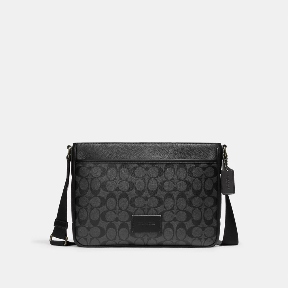 [INCOMING ETA END MAY 2024] C0ACH Men District Crossbody Bag In Signature Canvas Charcoal/Black (CH078)