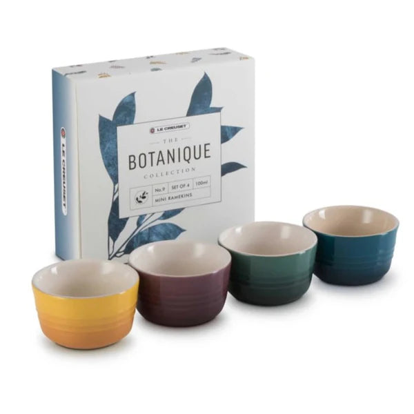 Le Creuset Botanique Collection set of four 3.5 oz mini stoneware ramekins