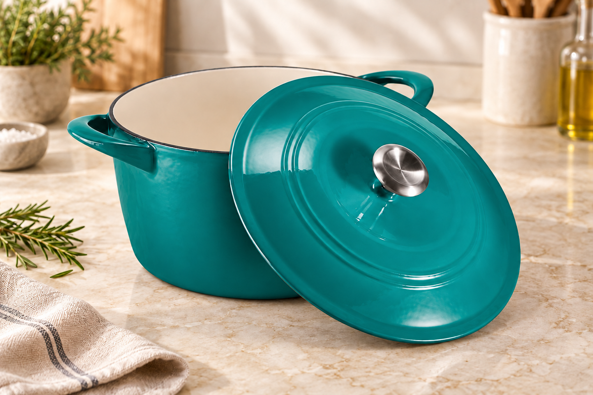 Tramontina Enameled Cast Iron 4-Quart Covered Round Dutch Oven – Teal