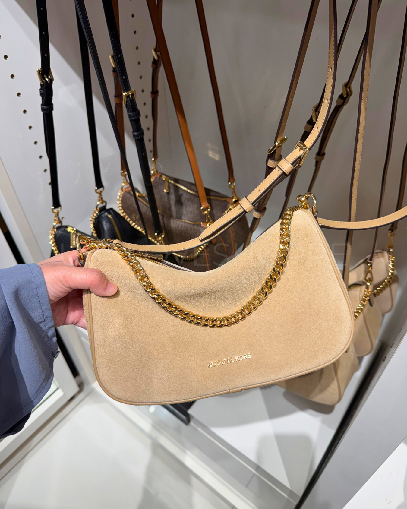 Michael Kors Carmela Medium Suede Convertible Crossbody Bag in Camel – The Effortless Luxury Bag You’ll Reach For Every Day