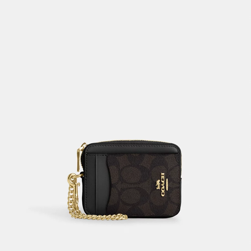 The Small Luxury Essential You'll Actually Use Every Day: Coach Zip Card Case in Signature Canvas Walnut Black (CW883)