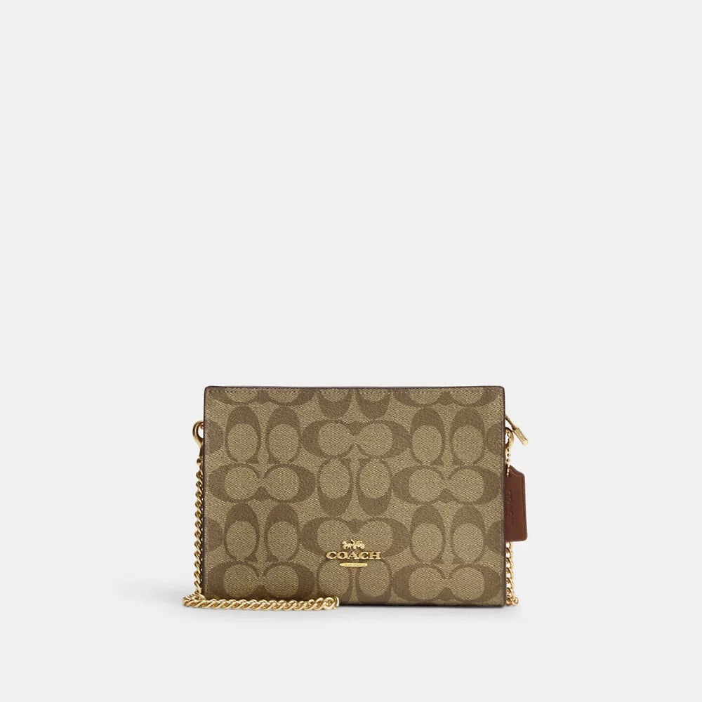 Discover the Elegance of Coach: The Slim Crossbody in Signature Canvas in Khaki/Saddle 2 (CR239)