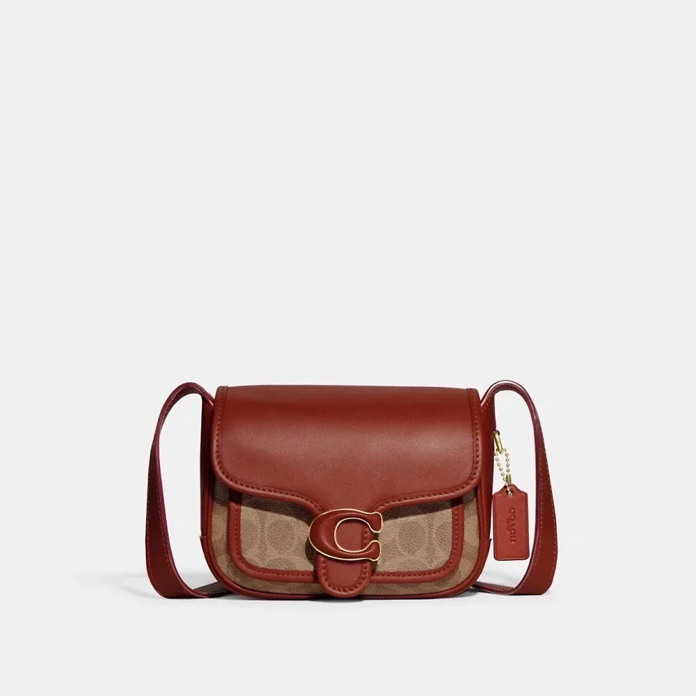 Step into Style with the COACH Tabby Messenger 19 in Signature Canvas in Brass/Tan/Rust