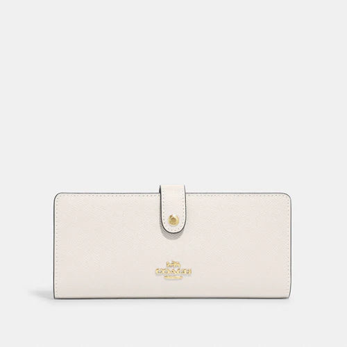 Discover the Elegance of COACH Crossgrain Leather Slim Wallet in Chalk – Your Chic Accessory Awaits!