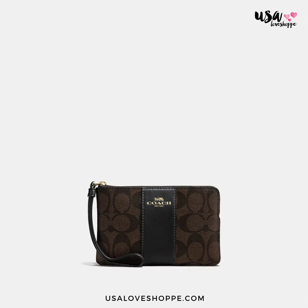 Show Off Your Style: The Luxurious Coach Corner Zip Wristlet in Signature Canvas From USALoveShoppe.com