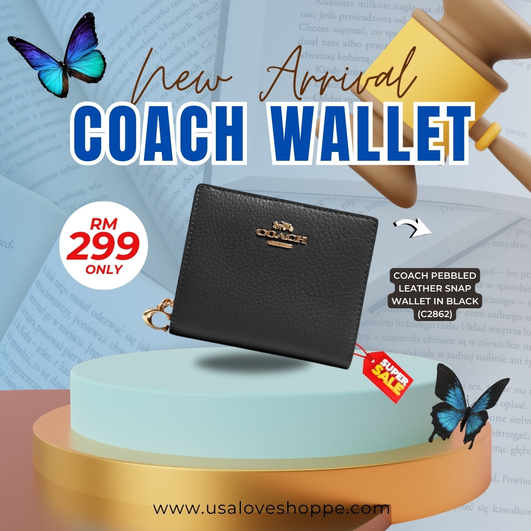 Unleash Your Style with the Coach Pebbled Leather Snap Wallet—An Exclusive Super Sale at RM299!