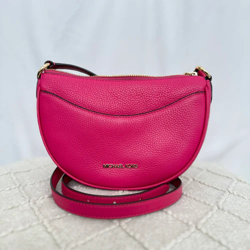 Discover the Vibrant Elegance of the Michael Kors Dover Small Half-Moon Crossbody in Electric Pink