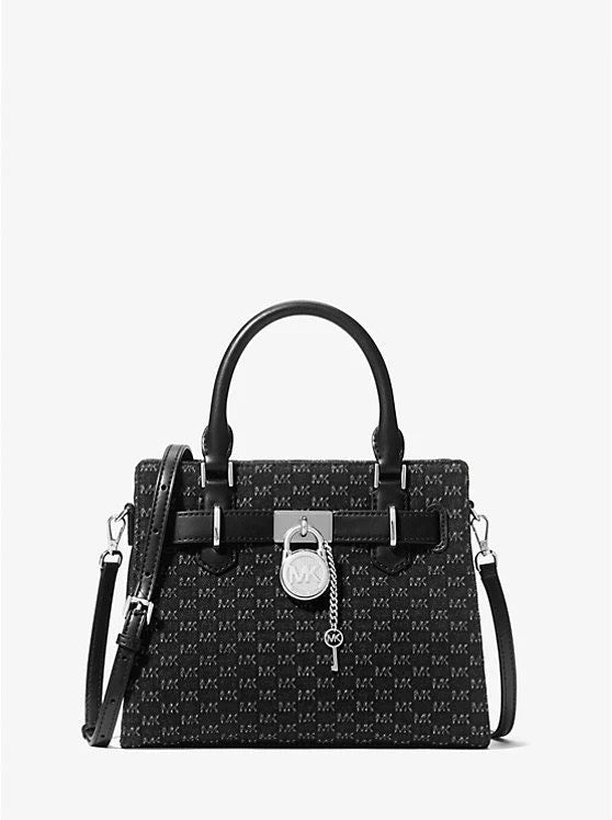 Discover the Chic and Timeless Michael Kors Hamilton Small Logo Embossed Washed Denim Satchel