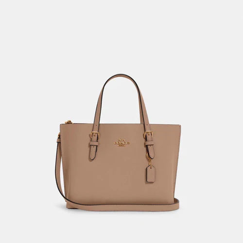 Discover the Luxurious Coach Mollie Tote 25 in Taupe/Oxblood: A Style Statement at Unbeatable Prices