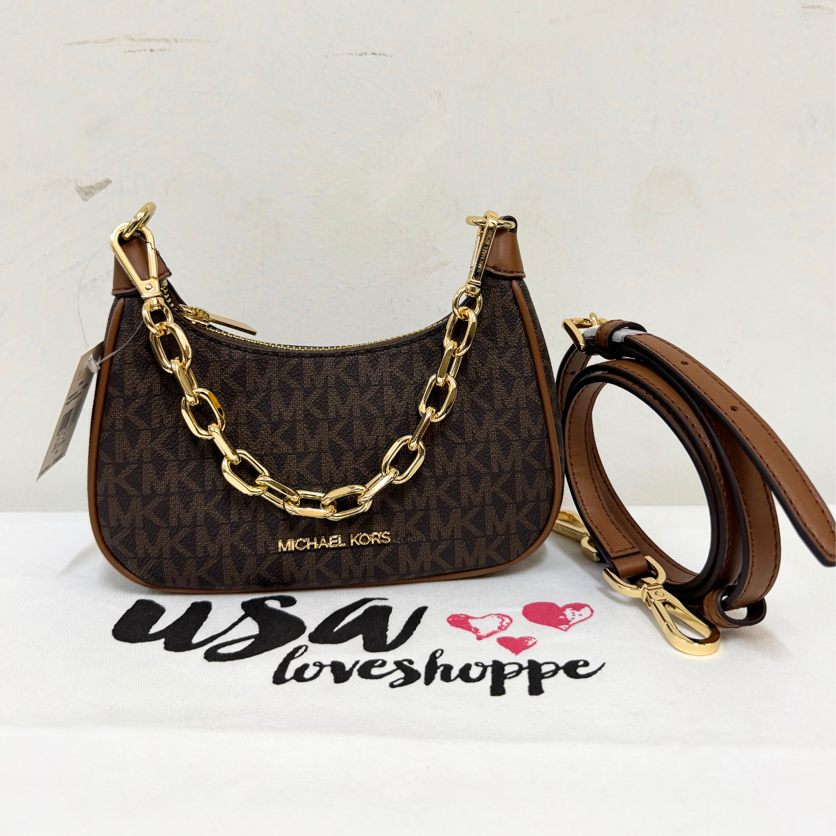 [AUCTION][READY STOCK MY] Michael Kors Cora Mini Zip Pouchette in Signature Brown (35R3G4CC1B)