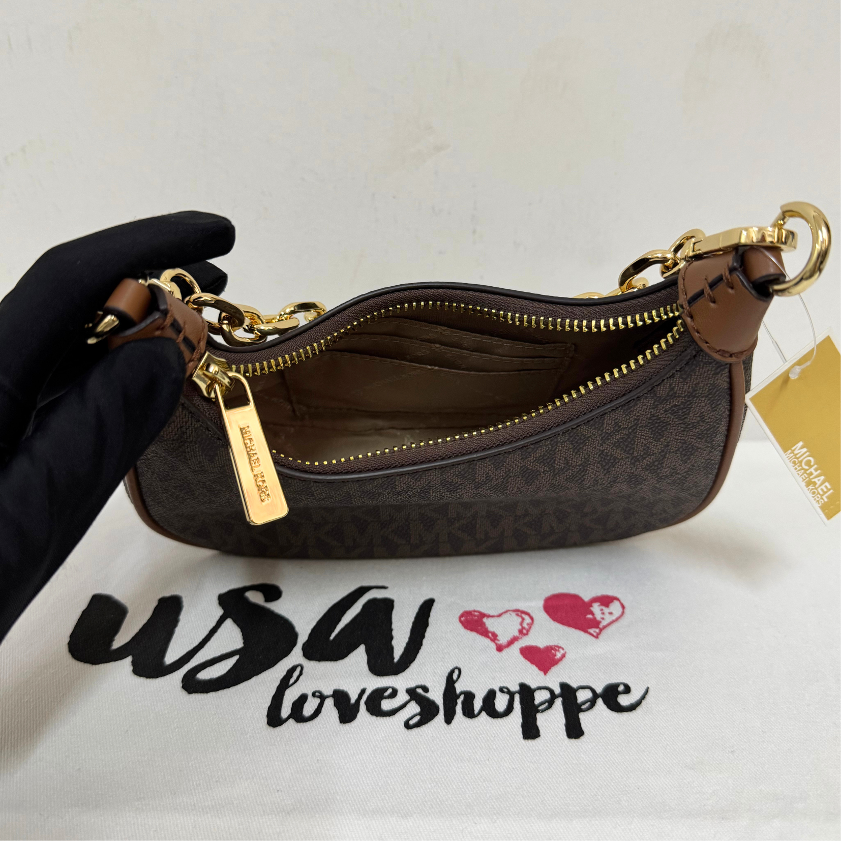 [AUCTION][READY STOCK MY] Michael Kors Cora Mini Zip Pouchette in Signature Brown (35R3G4CC1B)